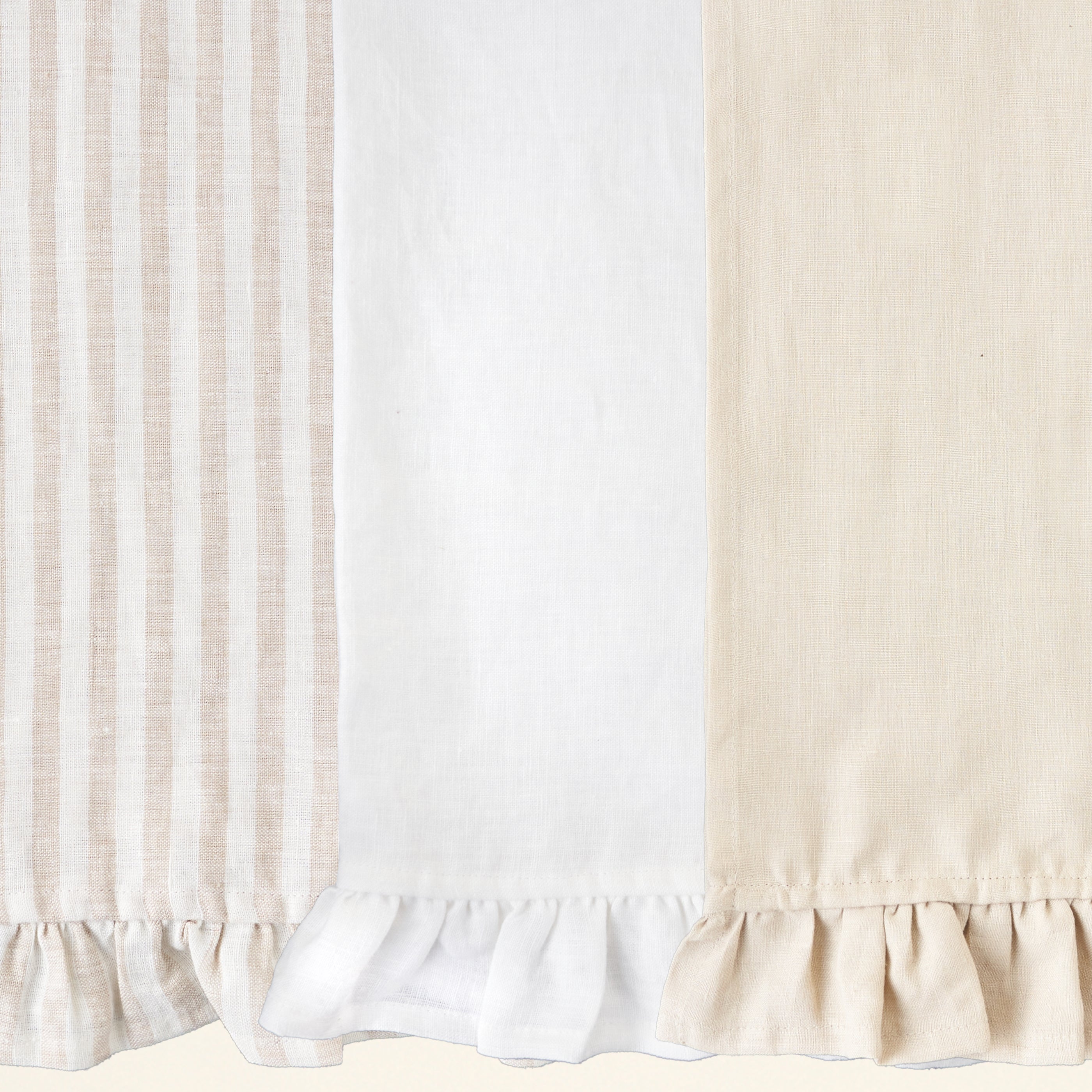 Ruffled Linen Tea Towel, Linen Kitchen Towels Bulk, Natural Linen