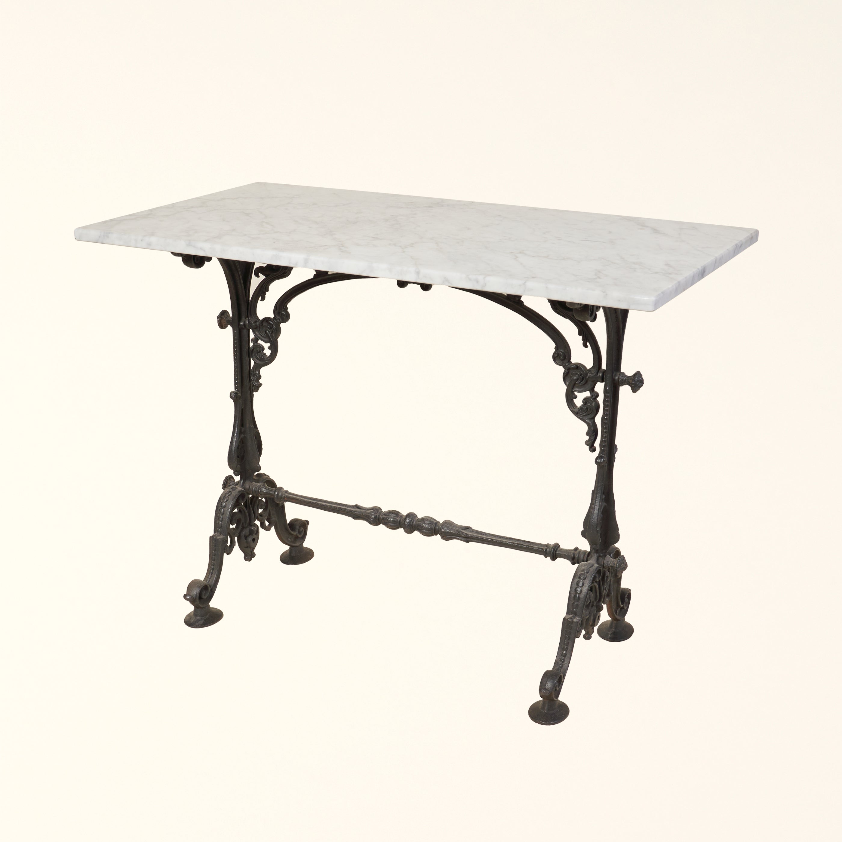Vintage Marble Table with Black Iron Base