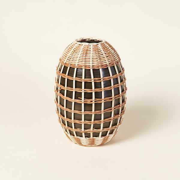 Midnight Seagrass & Bamboo Wrapped Vase