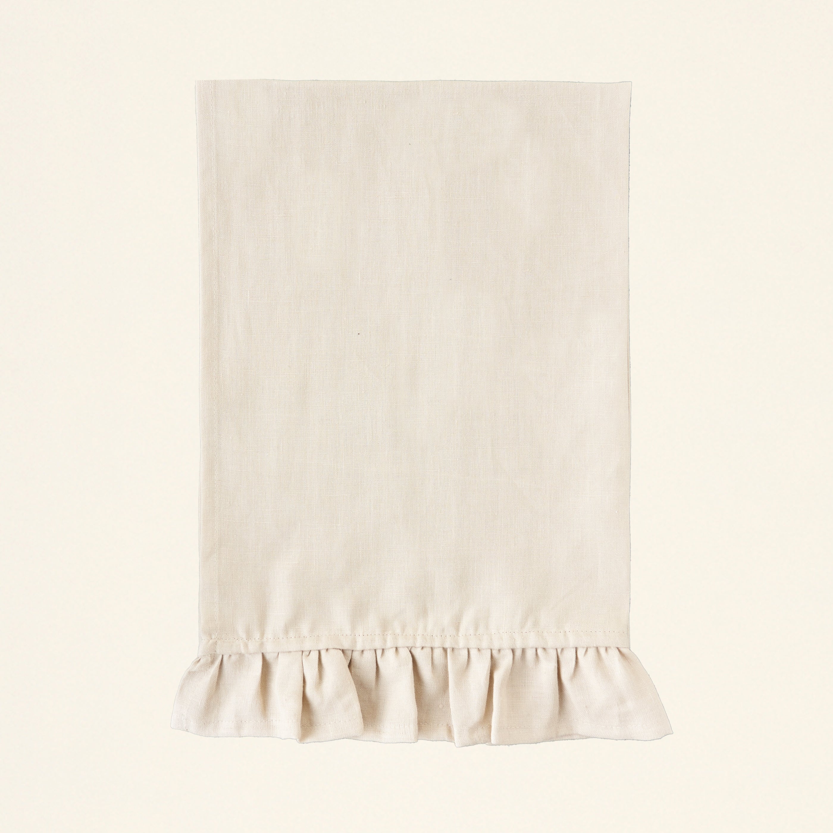 Linen Ruffle Trim Tea Towel