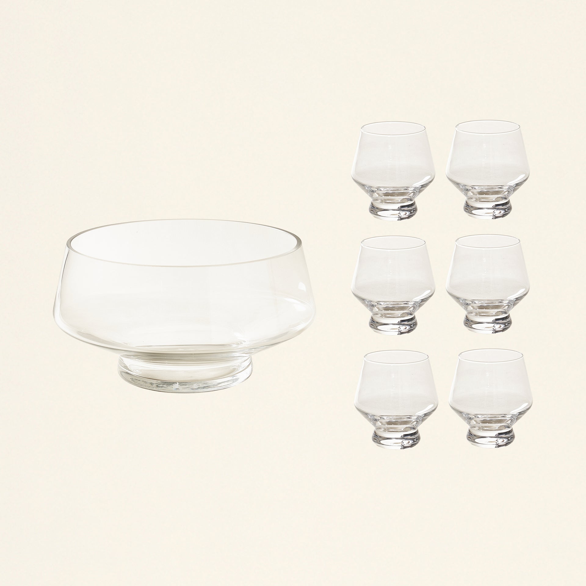 Footed Punch Bowl & Cups Set