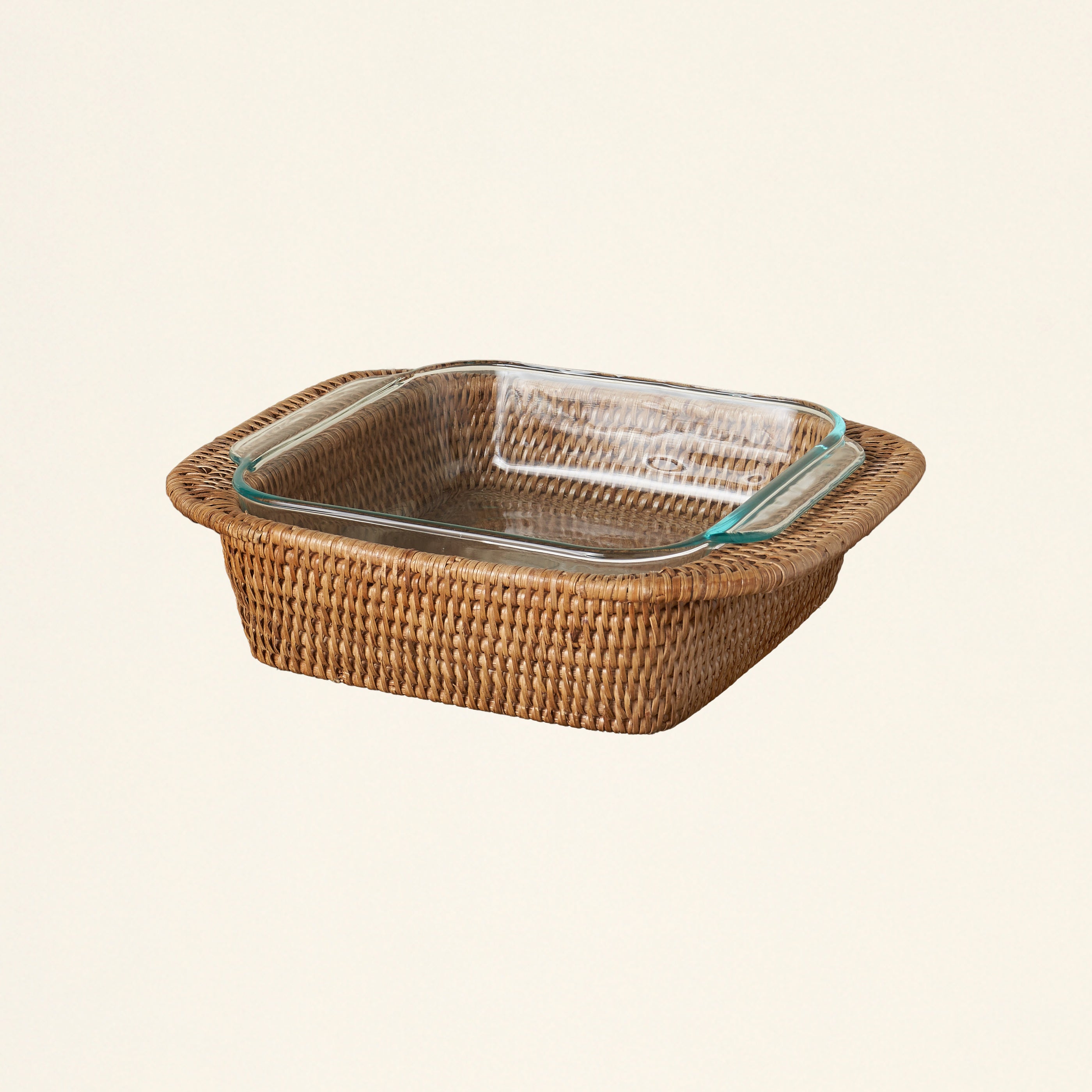 Rattan Square Baker with Basket - Honey