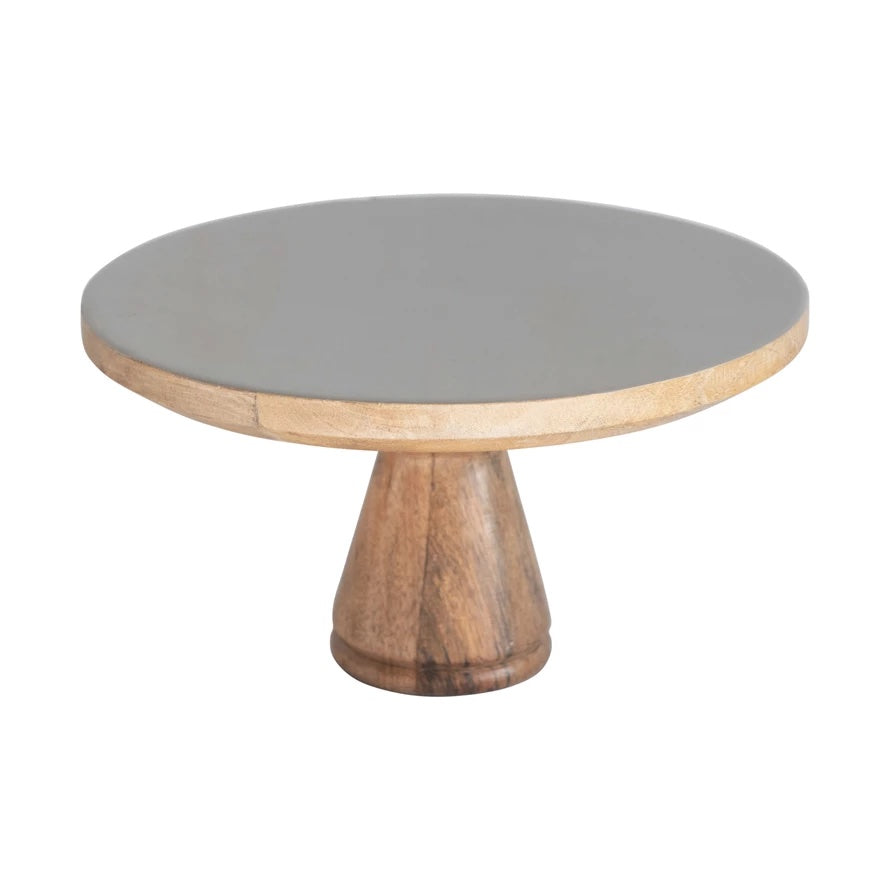 Round Enameled Mango Wood Pedestal