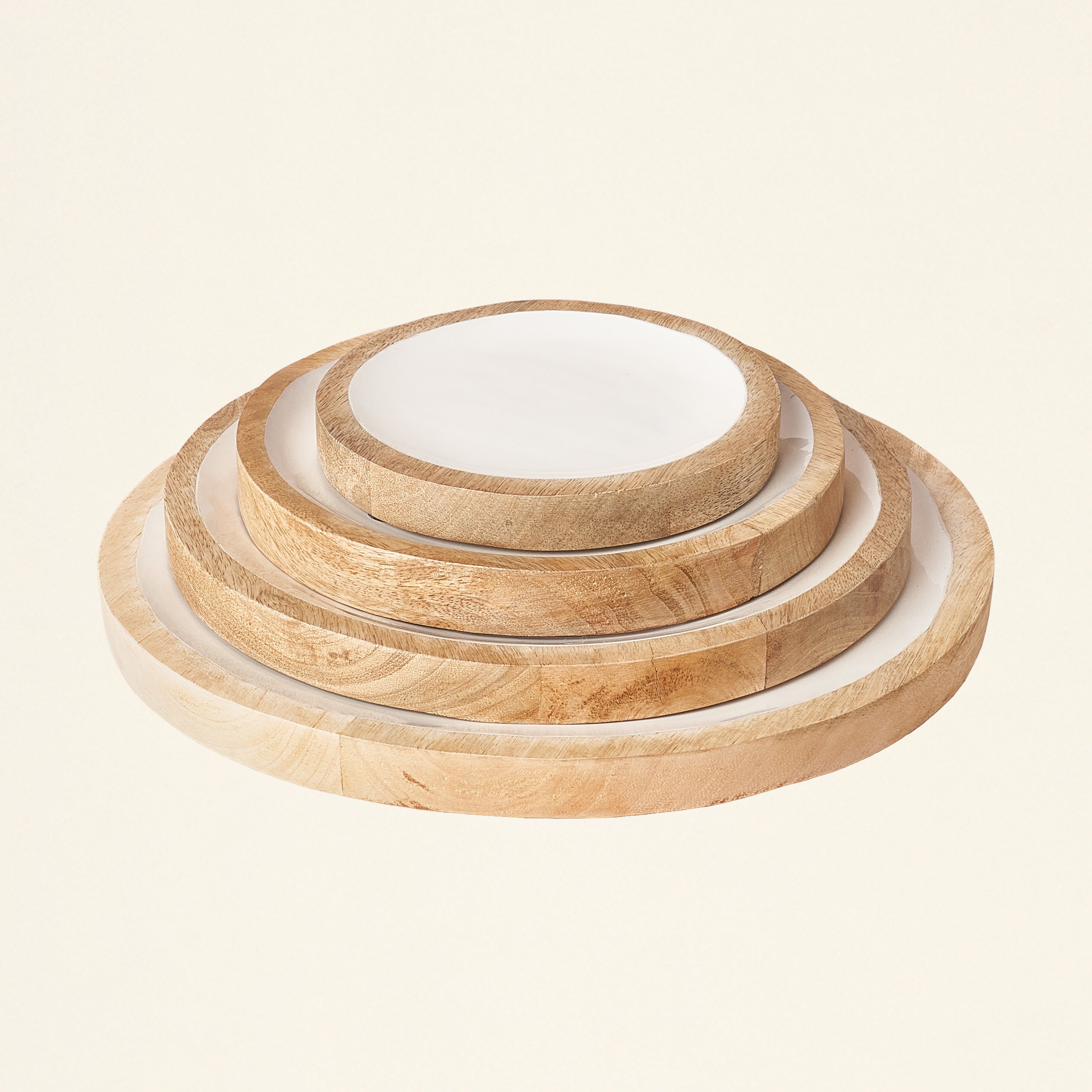 Round Enameled Wood Tray