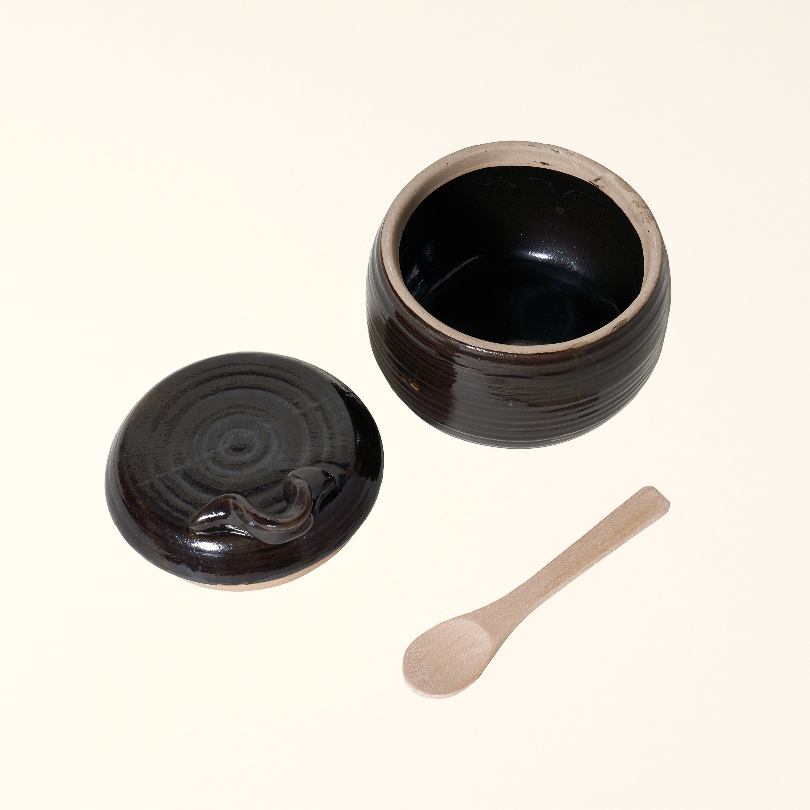 Stoneware Jar with Spoon