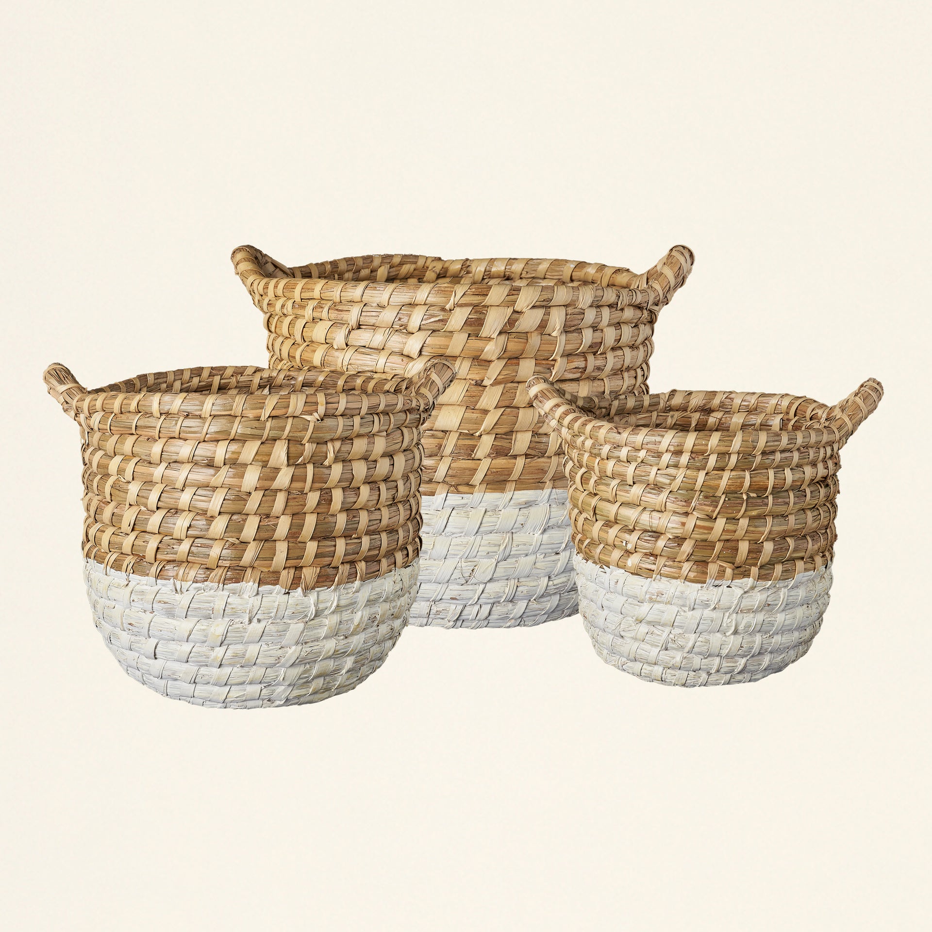 White Dipped Seagrass Basket