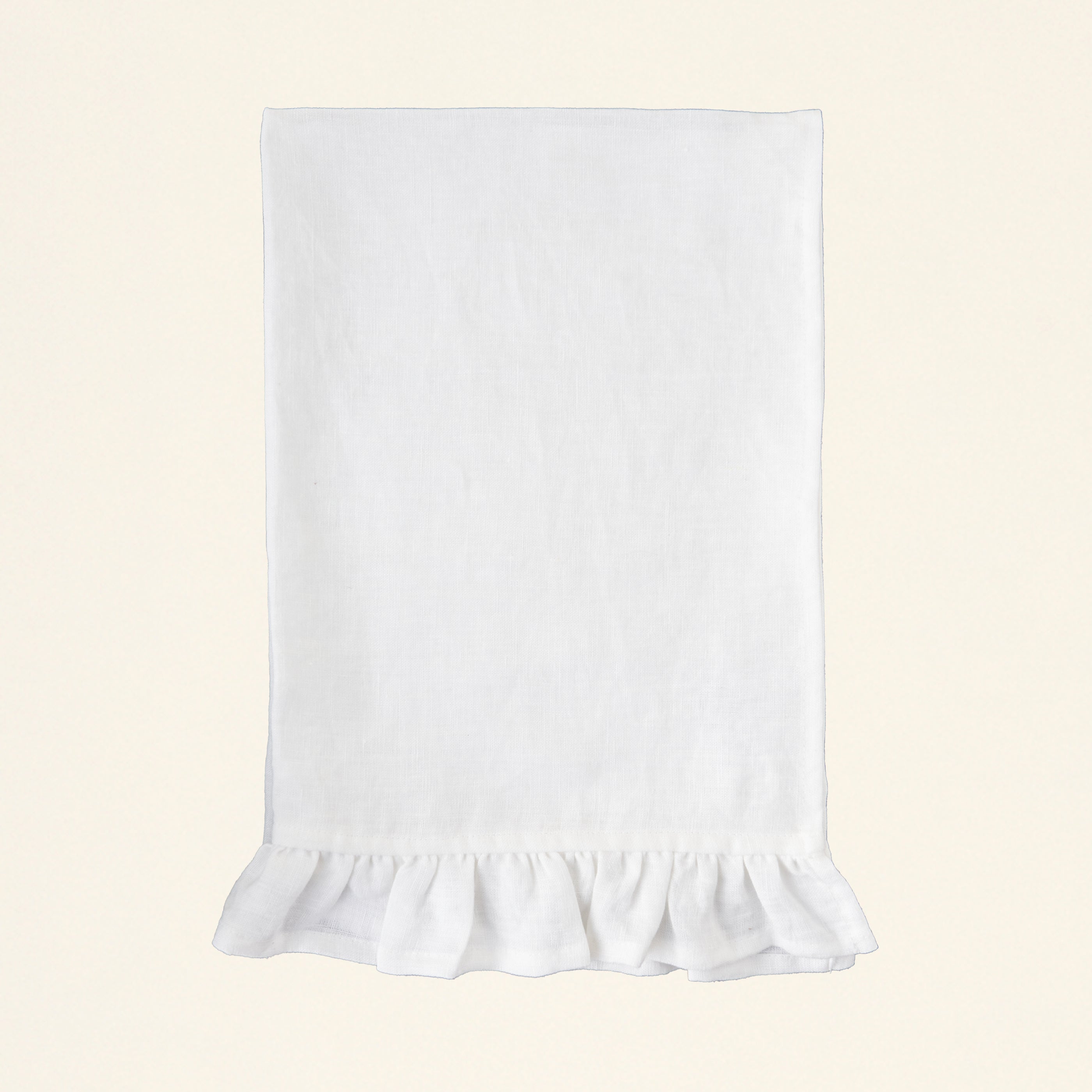 Ruffle Linen Kitchen Towel with Custom Embroidered Text – Linen