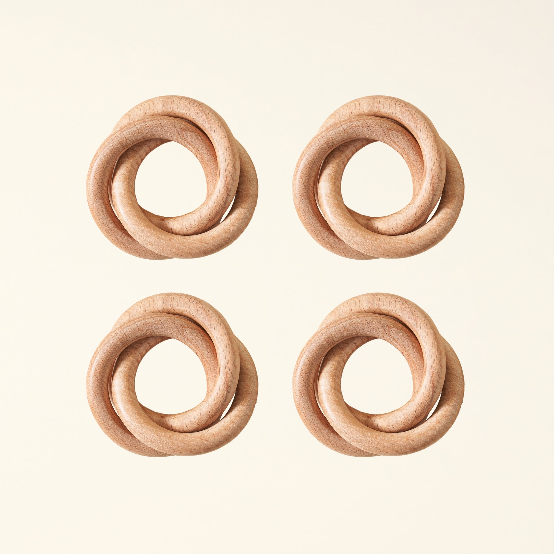 Wooden 3-Ring Napkin Rings - Set of 4