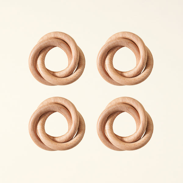 Wooden 3-Ring Napkin Rings - Set of 4